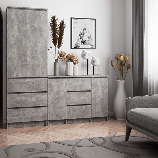 CHEST OF DRAWERS K100 2D 3SZ PK CONCRETE