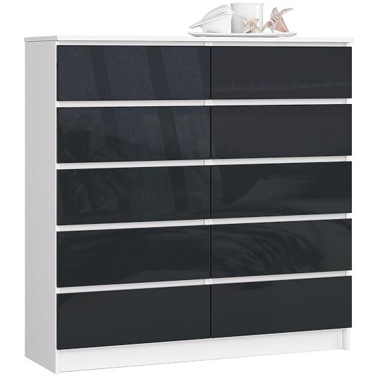 CHEST OF DRAWERS K120 10 DRAWERS CLP PK GRAPHITE GLOSS