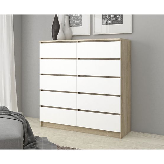 CHEST OF DRAWERS K120 10SZ CLP PK OAK SONOMA / WHITE