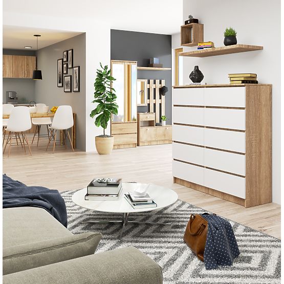 CHEST OF DRAWERS K120 10SZ CLP PK OAK SONOMA / WHITE