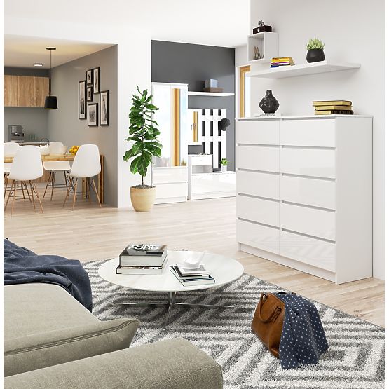 CHEST OF DRAWERS K120 10SZ CLP PK WHITE GLOSS