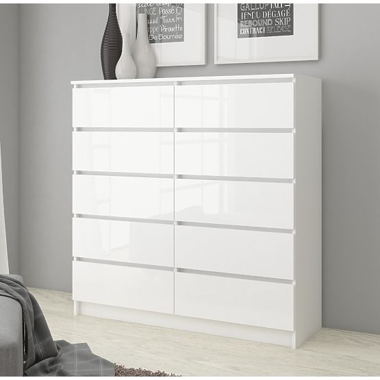 CHEST OF DRAWERS K120 10SZ CLP PK WHITE GLOSS