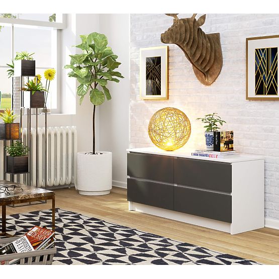 CHEST OF DRAWERS K120 4SZ CLP PK WHITE / GRAY