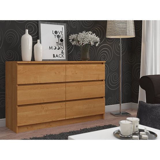CHEST OF DRAWERS K120 6 DRAWERS CLP PK ALDER
