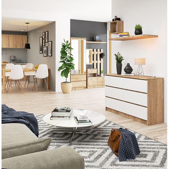 CHEST OF DRAWERS K120 6SZ CLP PK OAK SONOMA / WHITE