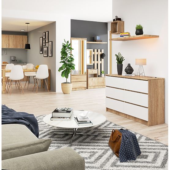 CHEST OF DRAWERS K120 6SZ CLP PK OAK SONOMA / WHITE