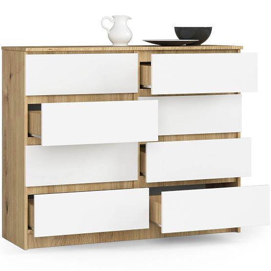 CHEST OF DRAWERS K120 8 DRAWERS CLP PK ARTISAN OAK / WHITE
