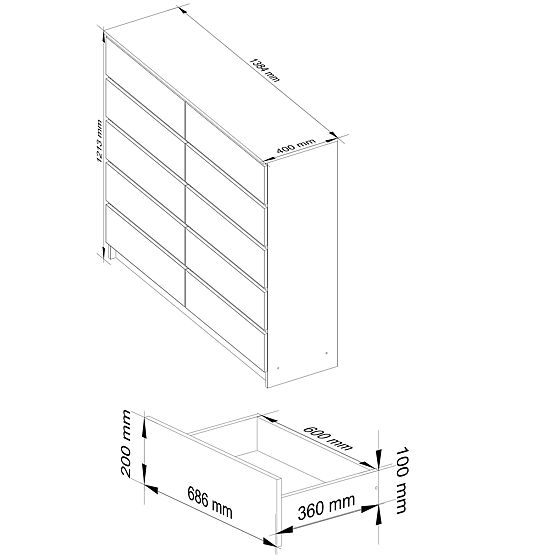 CHEST OF DRAWERS K140 10SZ CLP PK OAK SONOMA