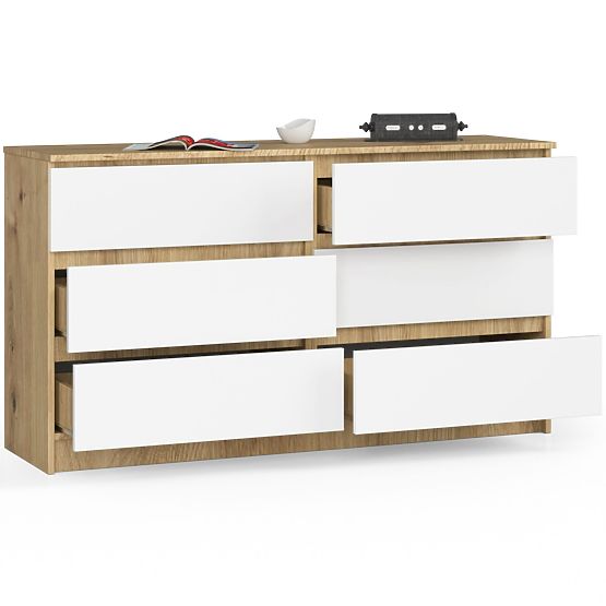 CHEST OF DRAWERS K140 6SZ CLP OAK ARTISAN / WHITE
