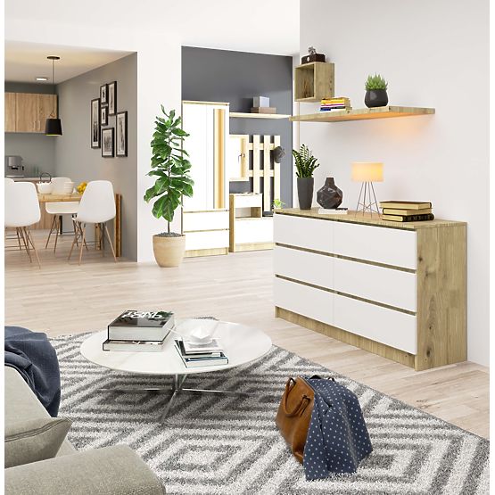 CHEST OF DRAWERS K140 6SZ CLP OAK ARTISAN / WHITE