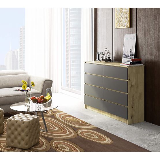 CHEST OF DRAWERS K140 8SZ CLP ARTISAN OAK / GRAY