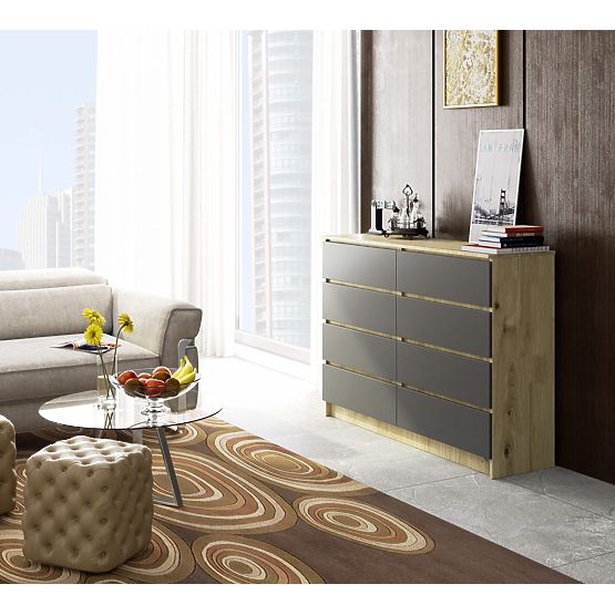 CHEST OF DRAWERS K140 8SZ CLP ARTISAN OAK / GRAY