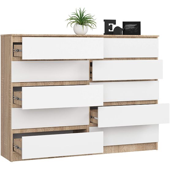 CHEST OF DRAWERS K160 10SZ CLP PK OAK SONOMA / WHITE