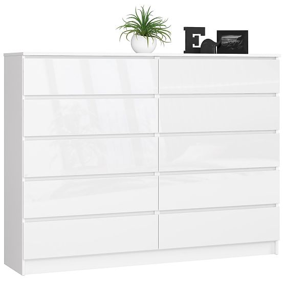 CHEST OF DRAWERS K160 10SZ CLP PK WHITE GLOSS