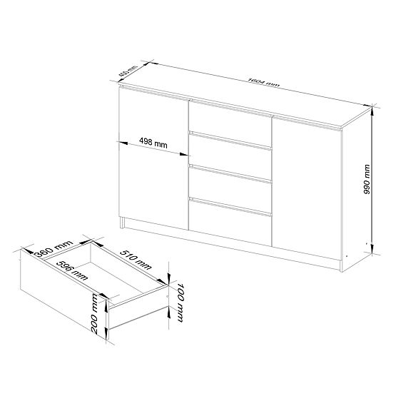 CHEST OF DRAWERS K160 2D 4SZ CLP PK OAK SONOMA / WHITE