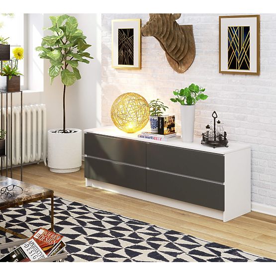 CHEST OF DRAWERS K160 4SZ CLP PK WHITE / GRAY
