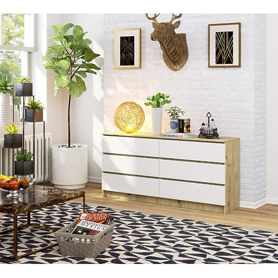 CHEST OF DRAWERS K160 6SZ CLP ARTISAN OAK / WHITE