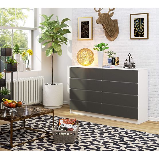 CHEST OF DRAWERS K160 8SZ CLP PK WHITE / GRAY