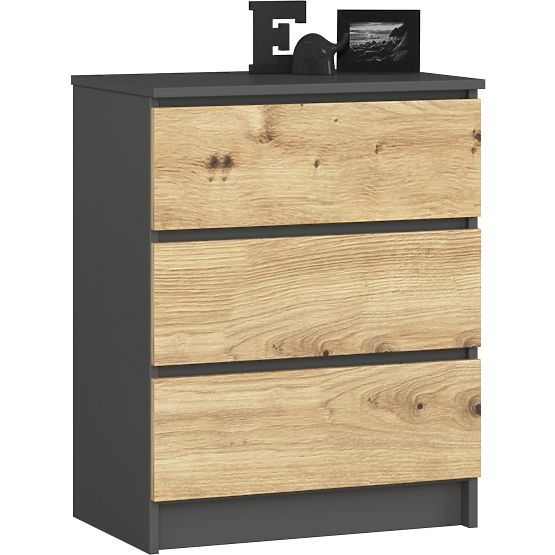 CHEST OF DRAWERS K60 3SZ CLP GRAPHITE GRAY / ARTISAN OAK