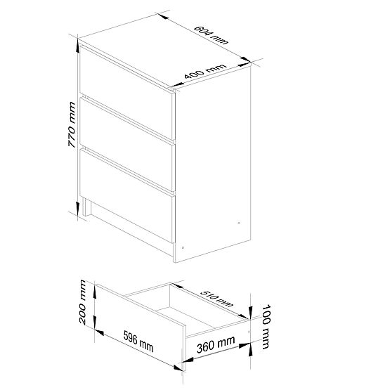 CHEST OF DRAWERS K60 3SZ CLP PK ALDER