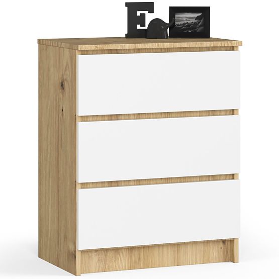 CHEST OF DRAWERS K60 3SZ CLP PK ARTISAN OAK / WHITE
