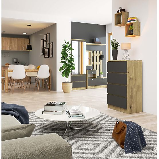 CHEST OF DRAWERS K60 4SZ PK OAK ARTISAN / GRAY