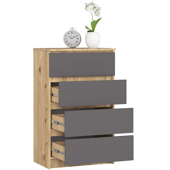 CHEST OF DRAWERS K60 4SZ PK OAK ARTISAN / GRAY