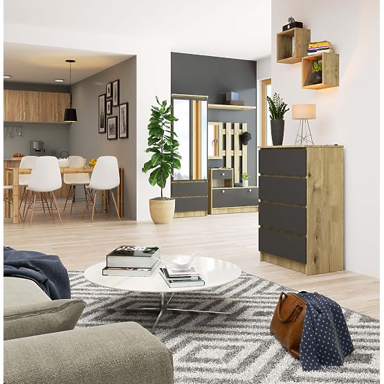CHEST OF DRAWERS K60 4SZ PK OAK ARTISAN / GRAY