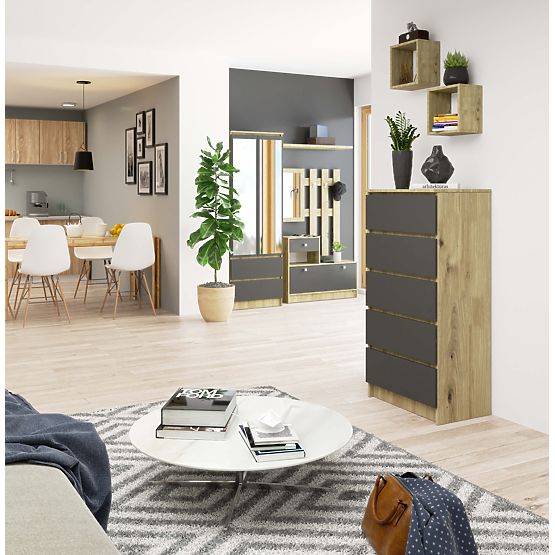 CHEST OF DRAWERS K60 5SZ CLP PK ARTISAN OAK / GRAY