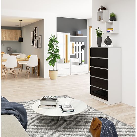 CHEST OF DRAWERS K60 5SZ CLP PK BLACK GLOSS