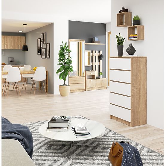 CHEST OF DRAWERS K60 5SZ CLP PK OAK SONOMA / WHITE