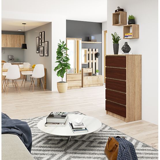 CHEST OF DRAWERS K60 5SZ CLP PK SONOMA OAK / WENGE