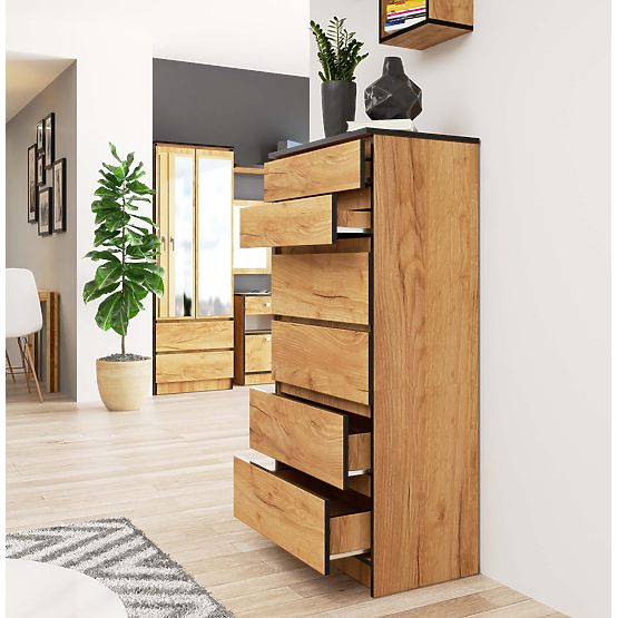 CHEST OF DRAWERS K60 6SZ CLP PK CRAFT OAK