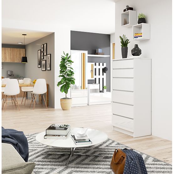 CHEST OF DRAWERS K60 6SZ CLP PK WHITE GLOSS