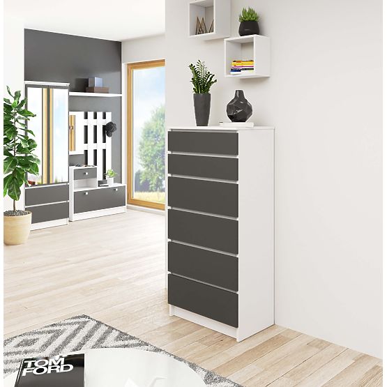 CHEST OF DRAWERS K60 6SZ CLP PK WHITE / GRAY
