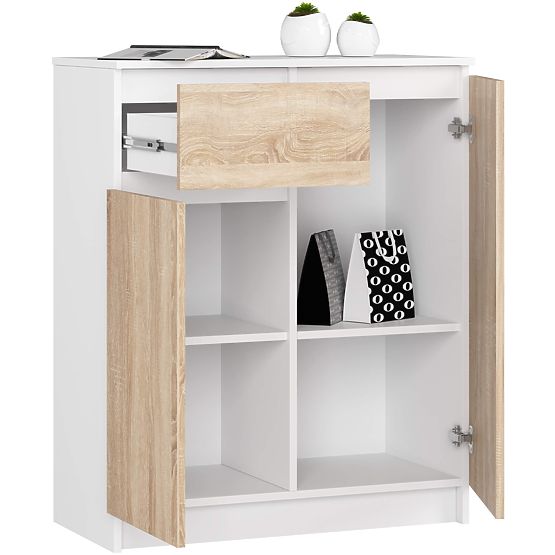 CHEST OF DRAWERS K80 2D 1SZ CLP PK WHITE / OAK SONOMA