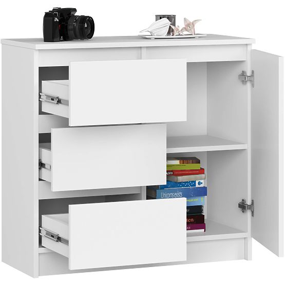 CHEST OF DRAWERS K80 JERRY 1D 3SZ PK WHITE