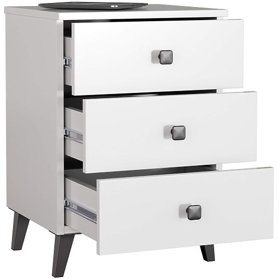CHEST OF DRAWERS MOBI K-03 WHITE BLACK