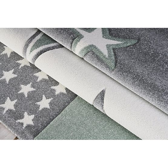 Children's rug STARFIELD - silver-gray/green