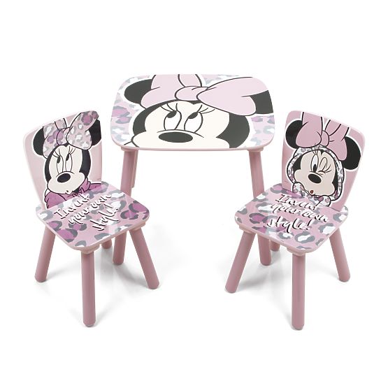 Childlike table with chairs Minnie Mouse - pink