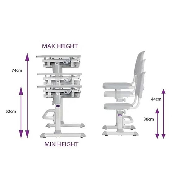 Childlike writing table + chair Cubby Lupine - gray