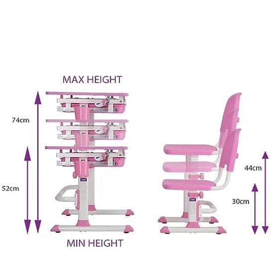 Childlike writing table + chair Cubby Lupine - pink