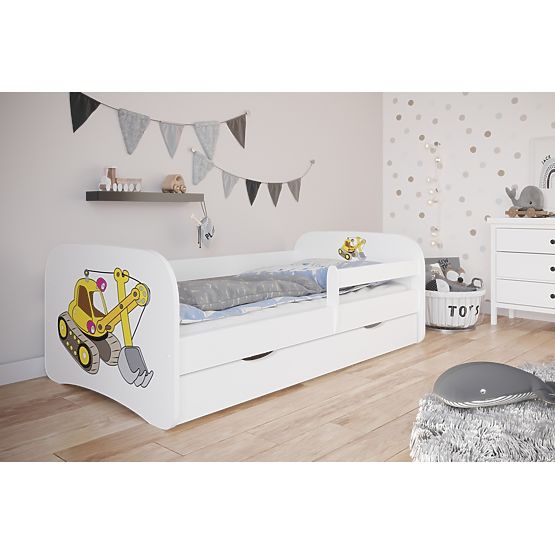 Children's Bed with Guardrail Ourbaby - Digger - White