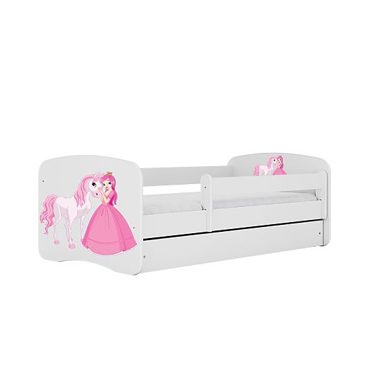 Children's Bed with Guardrail Ourbaby - Princess with Horse - White