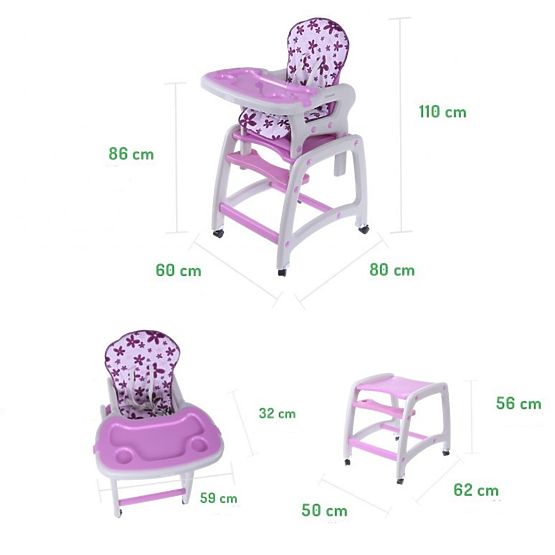 Children dining small chair 2v1 - purple