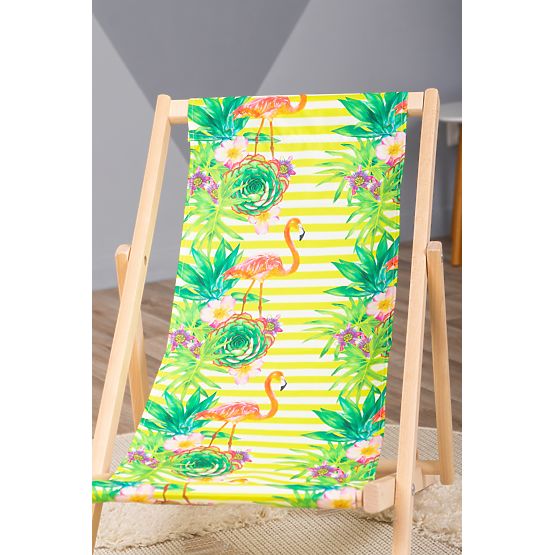 Children's beach chair Flamingos and tropical flowers