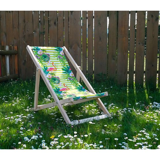 Children's beach chair Flamingos and tropical flowers