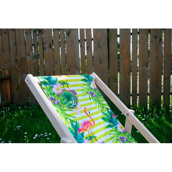 Children's beach chair Flamingos and tropical flowers