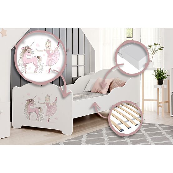 Children's Bed ANNA with Mattress 160x80 Girl with Unicorn