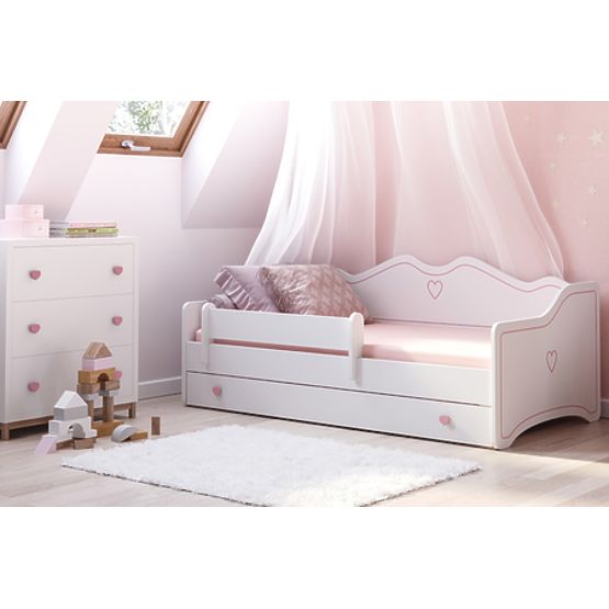 Children's Bed EMMA with Drawer and Guardrail 140x70 Pink